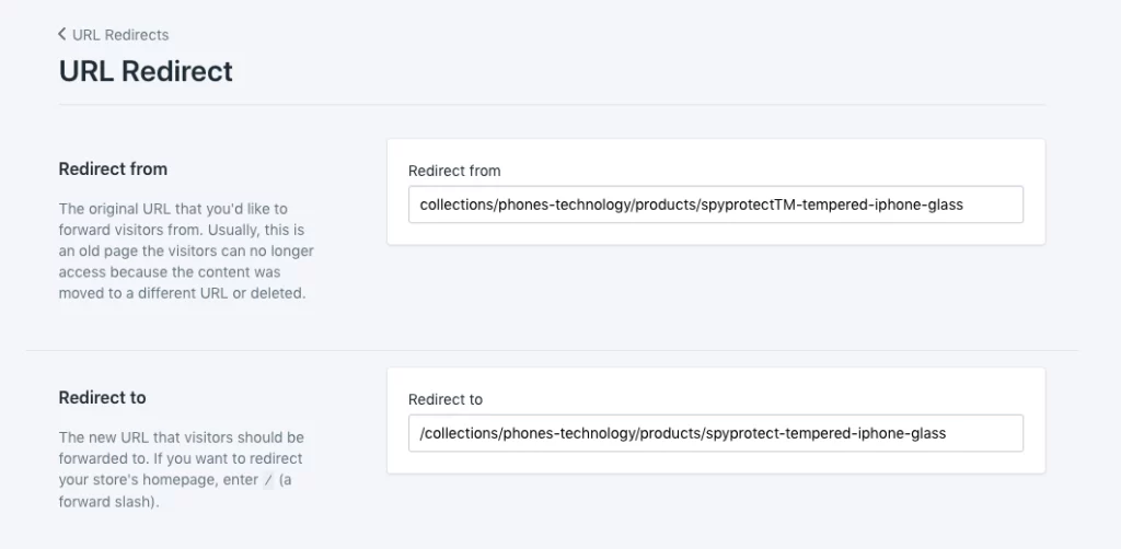 301 Redirection in Shopify