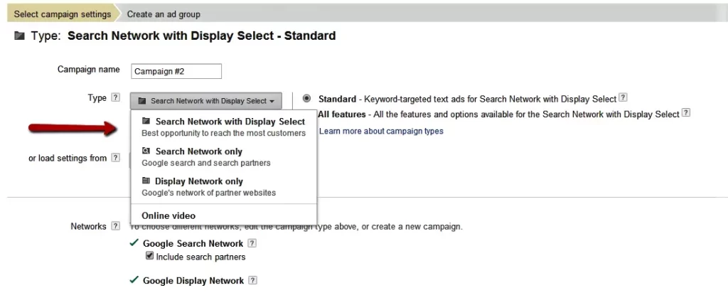 Search Network with display select