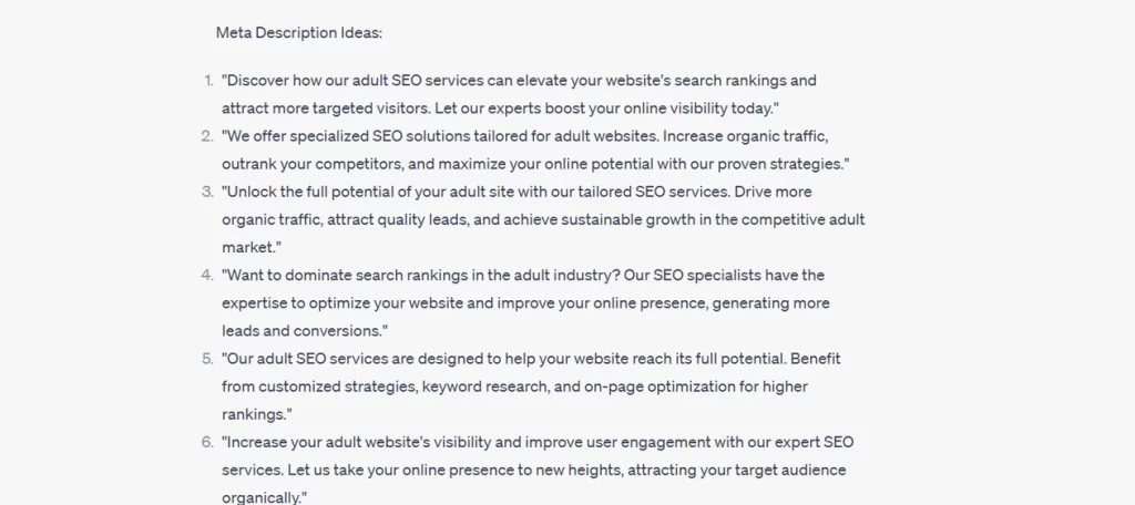 Meta descriptions